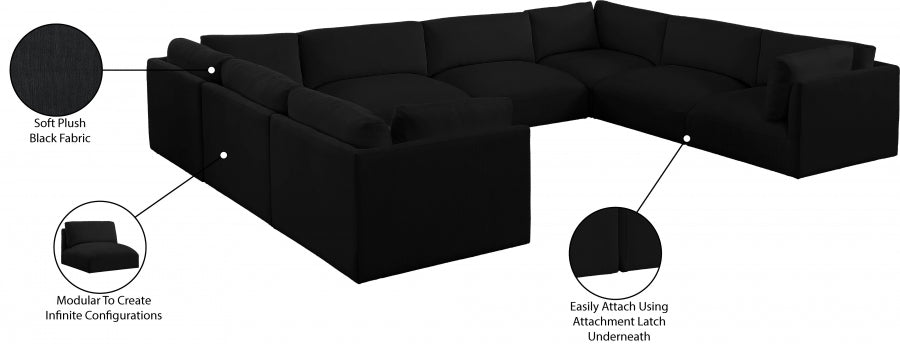 Meridian Furniture - Ease 152" Fabric Upholstered 8 Piece Modular Sectional - 696Black-Sec8A - GreatFurnitureDeal