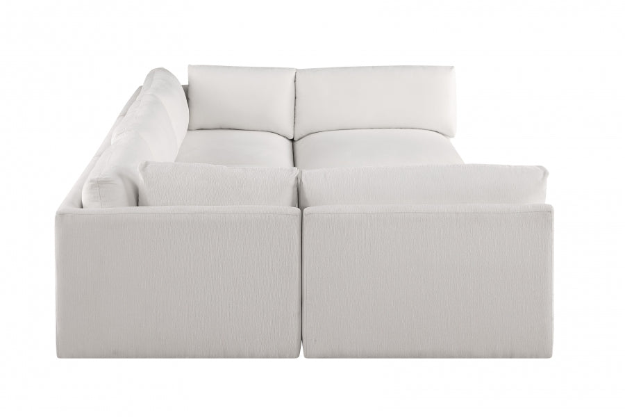Meridian Furniture - Ease 114" Fabric Upholstered 6 Piece Modular Sectional - 696Cream-Sec6B - GreatFurnitureDeal