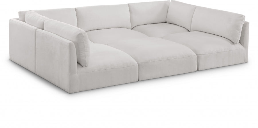 Meridian Furniture - Ease 114" Fabric Upholstered 6 Piece Modular Sectional - 696Cream-Sec6B - GreatFurnitureDeal