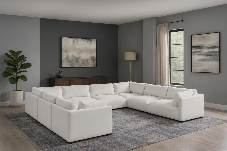 Meridian Furniture - Ease 152" Fabric Upholstered 8 Piece Modular Sectional - 696Cream-Sec8A - GreatFurnitureDeal