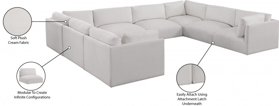 Meridian Furniture - Ease 152" Fabric Upholstered 8 Piece Modular Sectional - 696Cream-Sec8A - GreatFurnitureDeal