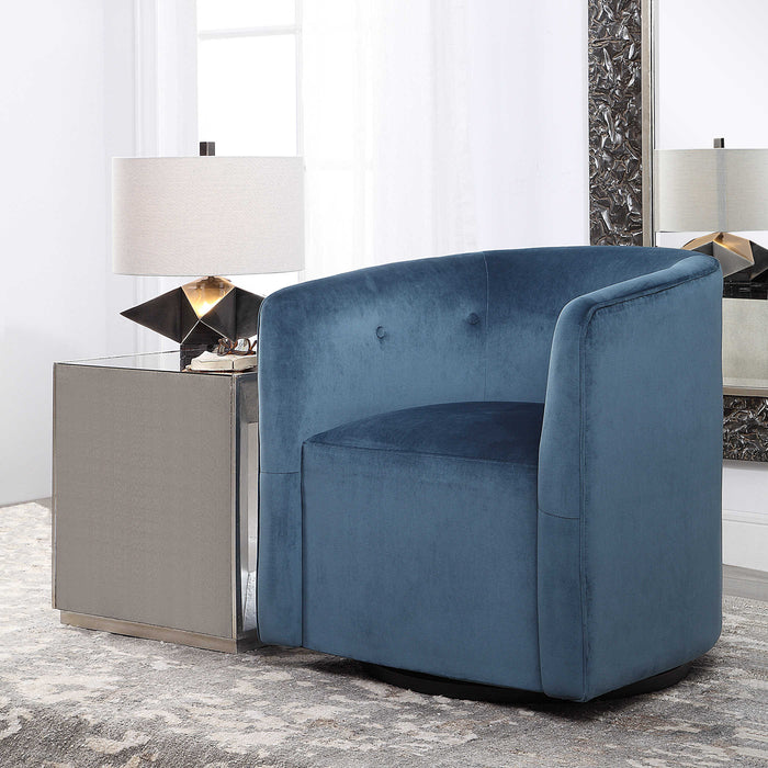 Uttermost - Mallorie Blue Swivel Chair - 23491 - GreatFurnitureDeal