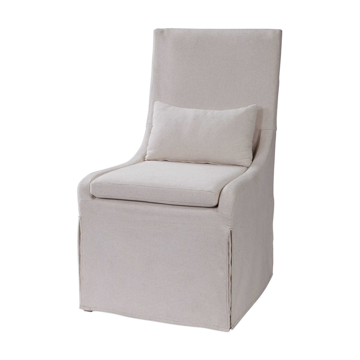 Uttermost - Coley White Linen Armless Chair - 23493 - GreatFurnitureDeal