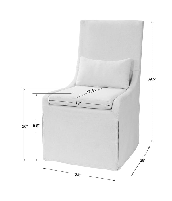 Uttermost - Coley White Linen Armless Chair - 23493