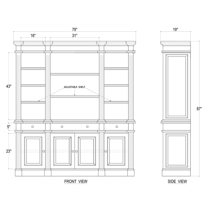 Bramble - Roosevelt Estate Bookcase - BR-23572WHD - GreatFurnitureDeal