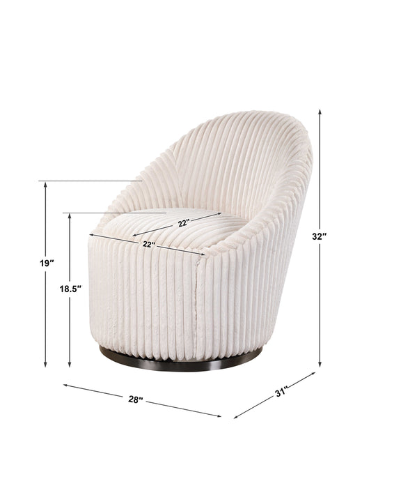 Uttermost - Crue White Swivel Chair - 23578 - GreatFurnitureDeal