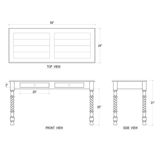 Bramble - Console Desk w/ Barley Twist Leg - 23583BBA - GreatFurnitureDeal