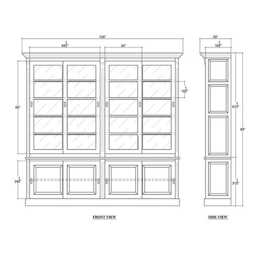 Bramble - Hudson 99" Bookcase w- Sliding Doors - BR-23632 - GreatFurnitureDeal