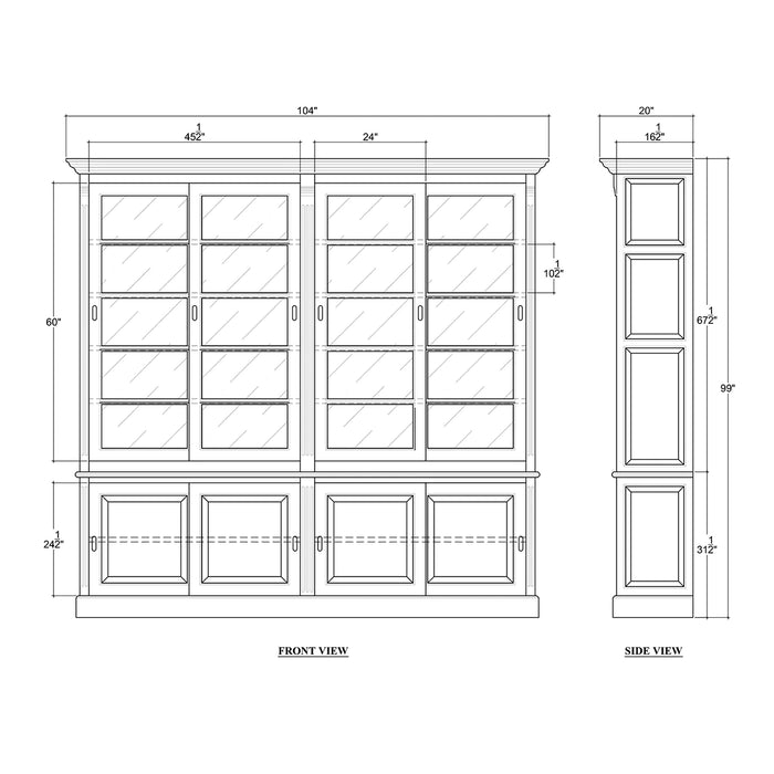 Bramble - Hudson 99" Bookcase w- Sliding Doors - BR-23632