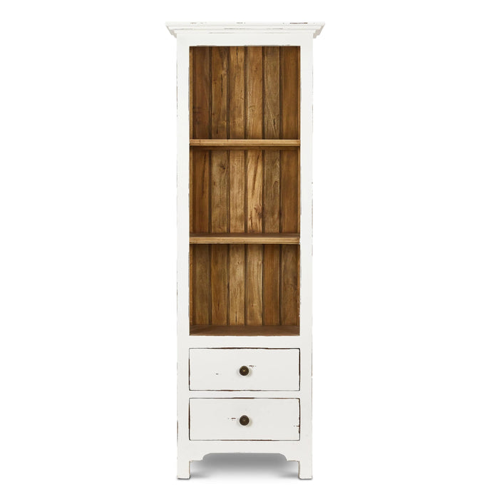 Bramble - Aries Bookcase without Door - White Heavy Distressed - 23645WHD-DRW - GreatFurnitureDeal