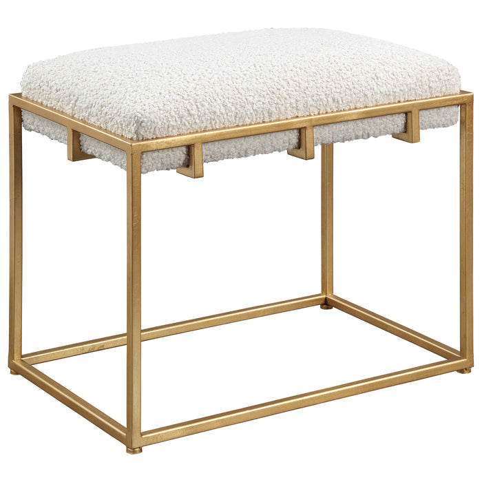 Uttermost - Paradox Small Gold & White Shearling Bench - 23663 - GreatFurnitureDeal