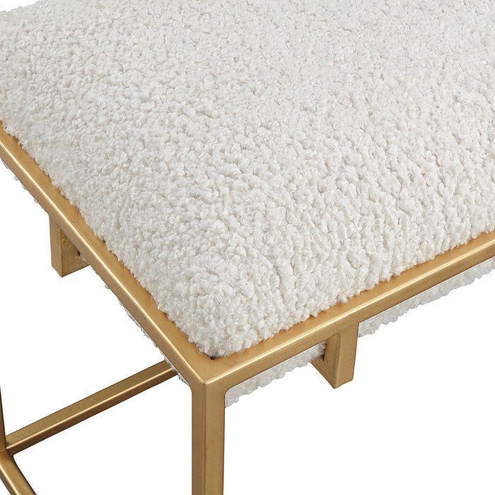 Uttermost - Paradox Small Gold & White Shearling Bench - 23663 - GreatFurnitureDeal