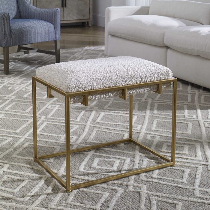 Uttermost - Paradox Small Gold & White Shearling Bench - 23663