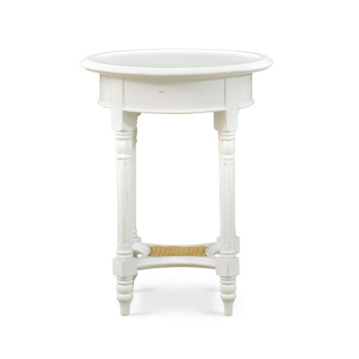 Bramble - Montego Side Table in White Harvest w/ Rattan Natural Shelf - 23677WHD-RNAT--- - GreatFurnitureDeal