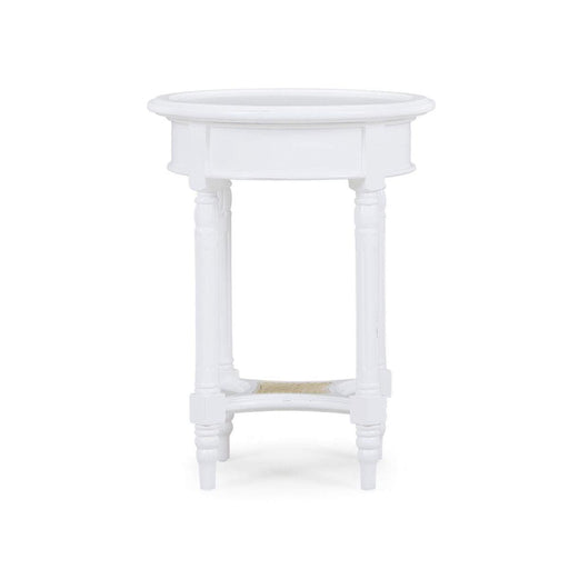 Bramble - Montego Side Table in White Harvest w/ Rattan Natural Shelf - 23677WHD-RNAT--- - GreatFurnitureDeal