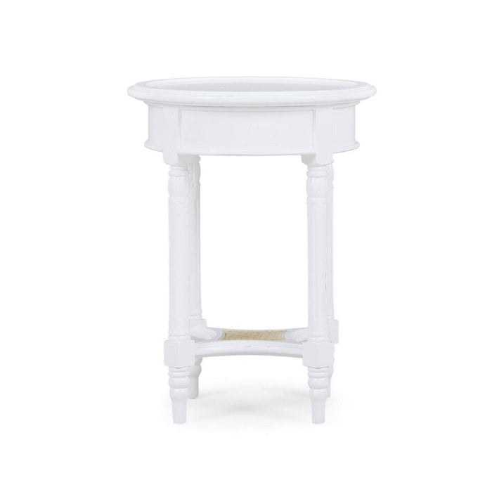 Bramble - Montego Side Table in White Harvest w/ Rattan Natural Shelf - 23677WHD-RNAT--- - GreatFurnitureDeal