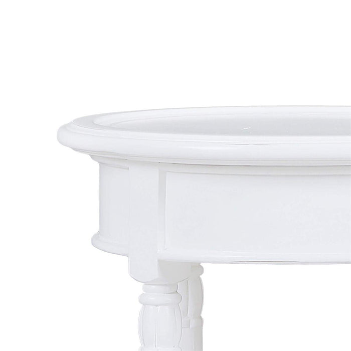 Bramble - Montego Side Table in White Harvest w/ Rattan Natural Shelf - 23677WHD-RNAT--- - GreatFurnitureDeal