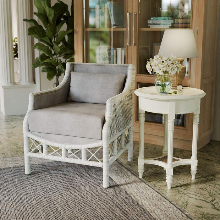Bramble - Montego Side Table in White Harvest w/ Rattan Natural Shelf - 23677WHD-RNAT--- - GreatFurnitureDeal