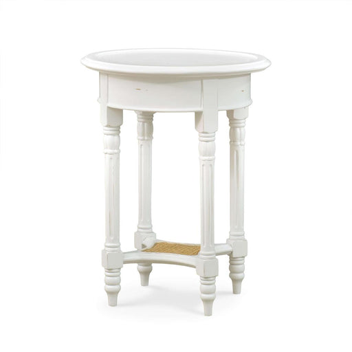 Bramble - Montego Side Table in White Harvest w/ Rattan Natural Shelf - 23677WHD-RNAT--- - GreatFurnitureDeal