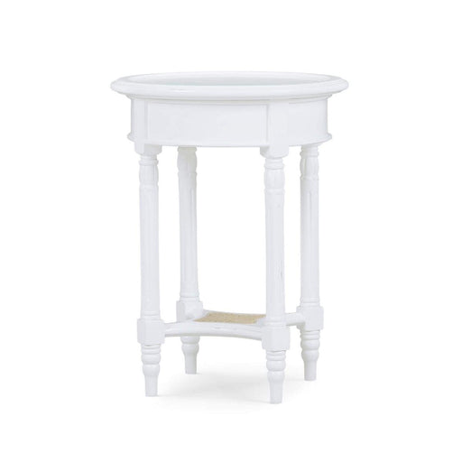 Bramble - Montego Side Table in White Harvest w/ Rattan Natural Shelf - 23677WHD-RNAT--- - GreatFurnitureDeal