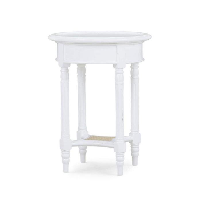 Bramble - Montego Side Table in White Harvest w/ Rattan Natural Shelf - 23677WHD-RNAT--- - GreatFurnitureDeal