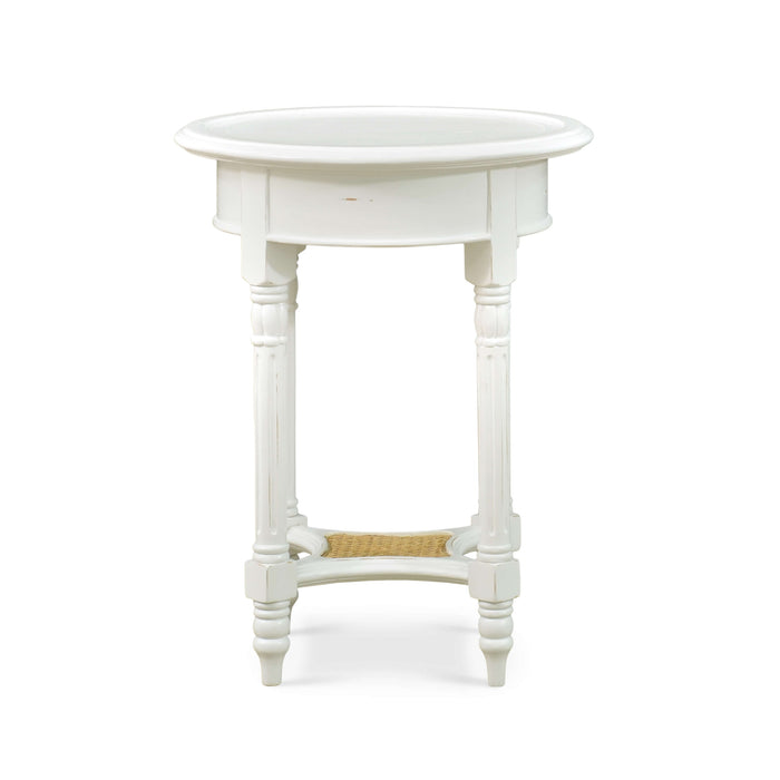 Bramble - Montego Side Table in White Harvest w/ Rattan Natural Shelf - BR-23677WHD-RNAT--- - GreatFurnitureDeal