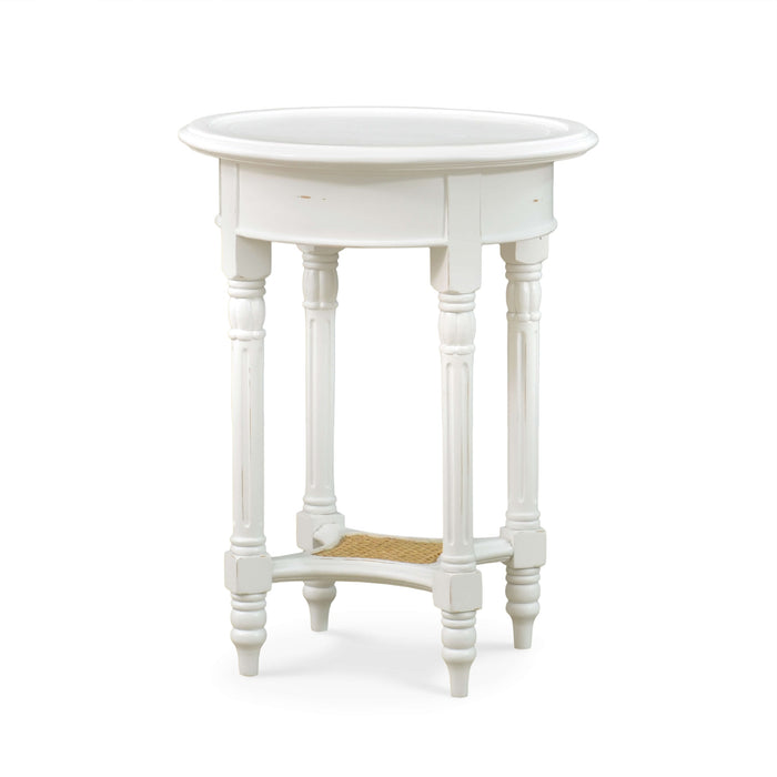 Bramble - Montego Side Table in White Harvest w/ Rattan Natural Shelf - BR-23677WHD-RNAT--- - GreatFurnitureDeal