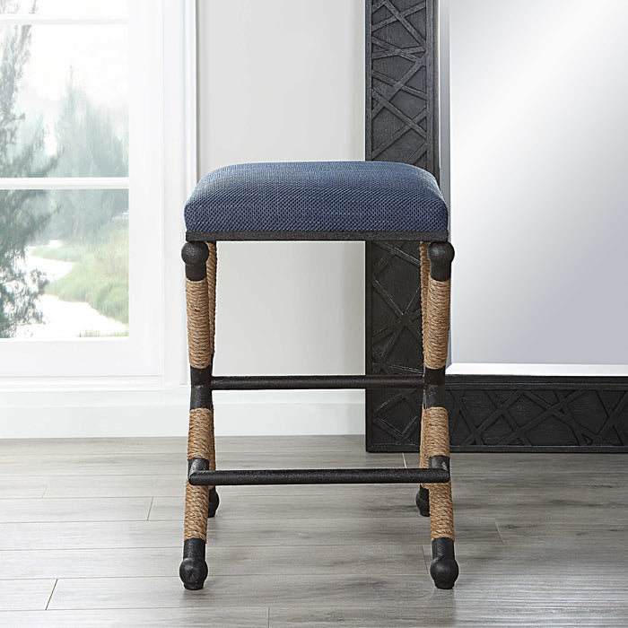 Uttermost - Firth Rustic Navy Counter Stool - 23710 - GreatFurnitureDeal