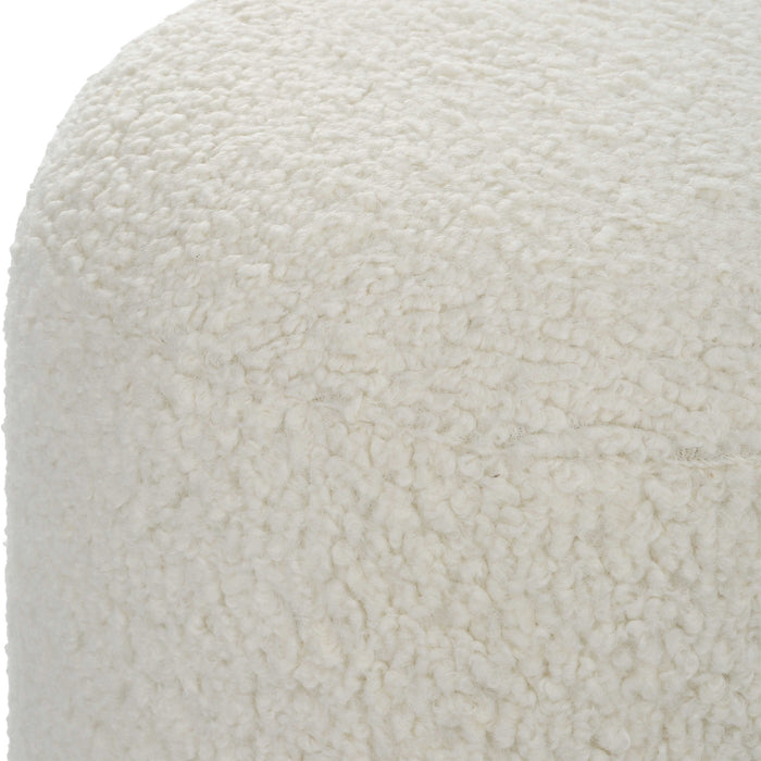 Uttermost - Arles White Shearling Ottoman - 23715 - GreatFurnitureDeal