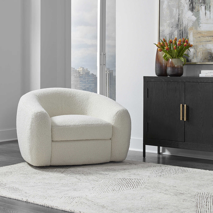 Uttermost - Capra Art Deco White Swivel Chair - 23747