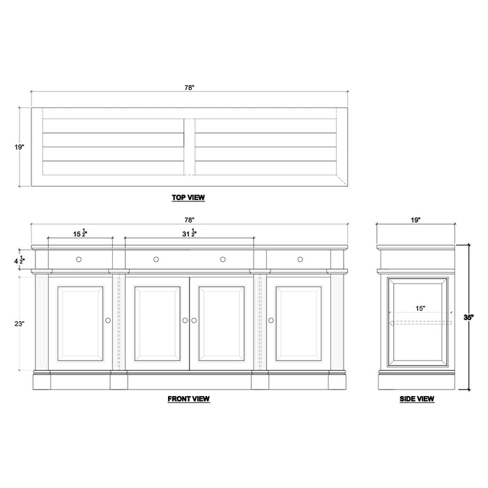 Bramble - Roosevelt 4 Door 3 Drawer Sideboard - BR-23751 - GreatFurnitureDeal