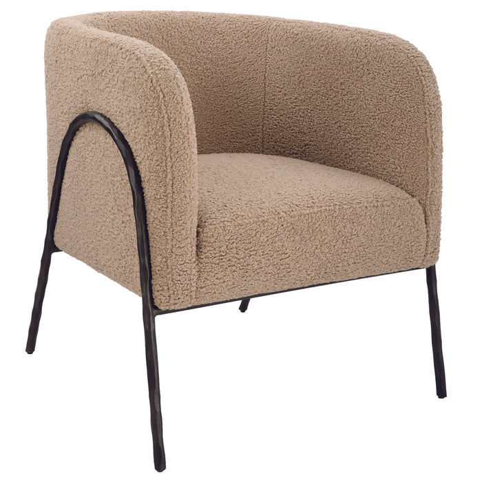 Uttermost - Jacobsen Tan Shearling Barrel Chair - 23754