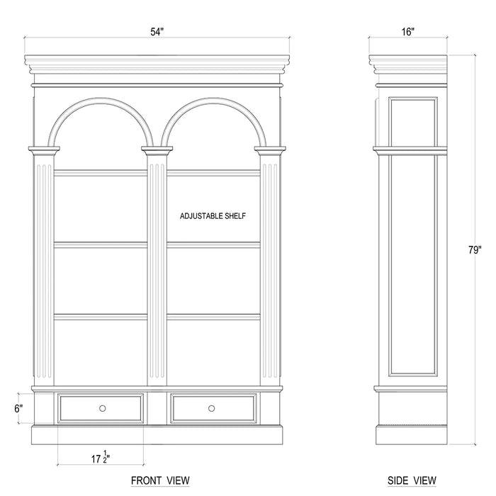 Bramble - Roosevelt Double Arch Bookcase w/ 8 LED - BR-63760