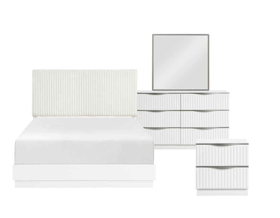 Homelegance - Linea 4 Piece King Bedroom Set in Pearl White - 2384K-1EK*4