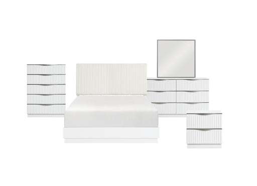 Homelegance - Linea 5 Piece Queen Bedroom Set in Pearl White - 2384-1*9 - GreatFurnitureDeal