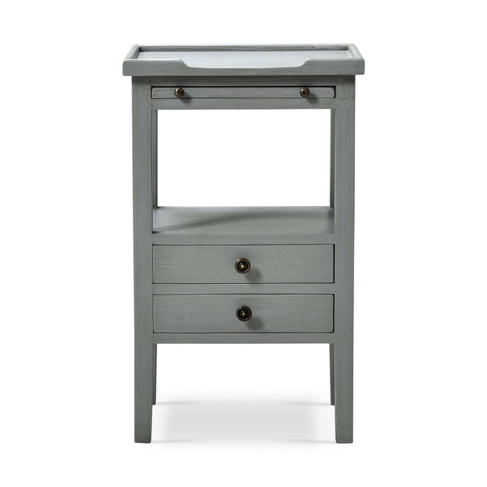 Bramble - Eton 2 Drawer Side Table w/ Pull Out Shelf in Grey Charleston - 23873GCH----- - GreatFurnitureDeal
