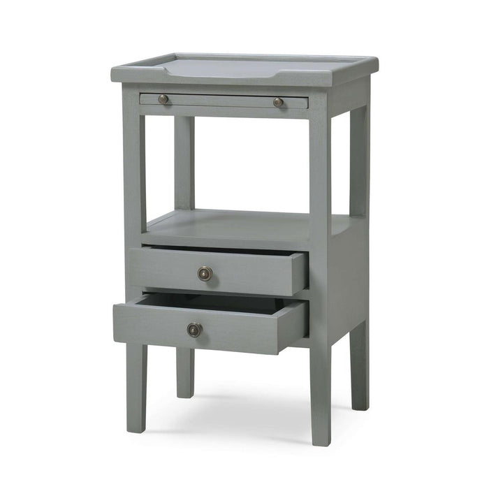 Bramble - Eton 2 Drawer Side Table w/ Pull Out Shelf in Grey Charleston - 23873GCH----- - GreatFurnitureDeal