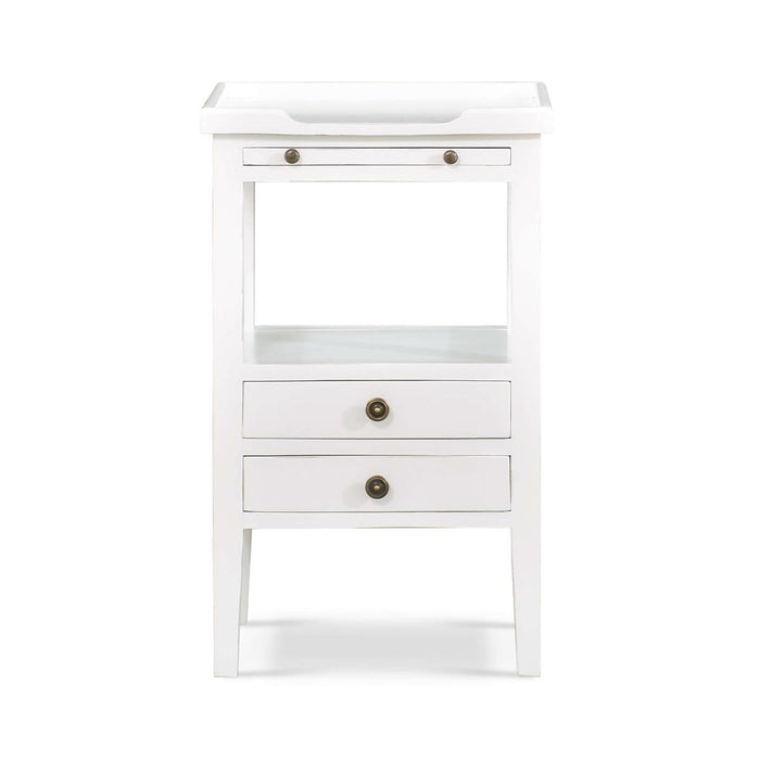 Bramble - Eton 2 Drawer Side Table w/ Pull Out Shelf in Architectural White - 23873HRW----LDT - GreatFurnitureDeal