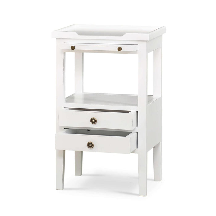 Bramble - Eton 2 Drawer Side Table w/ Pull Out Shelf in Architectural White - 23873HRW----LDT - GreatFurnitureDeal