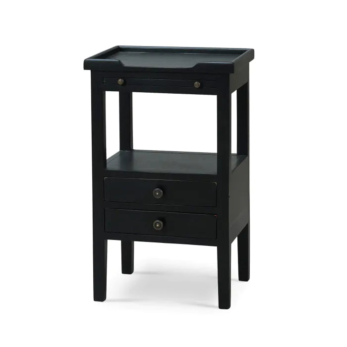 Bramble - Eton 2 Drawer Side Table w/ Pull Out Shelf In Batavia Black - BR-23873BBA