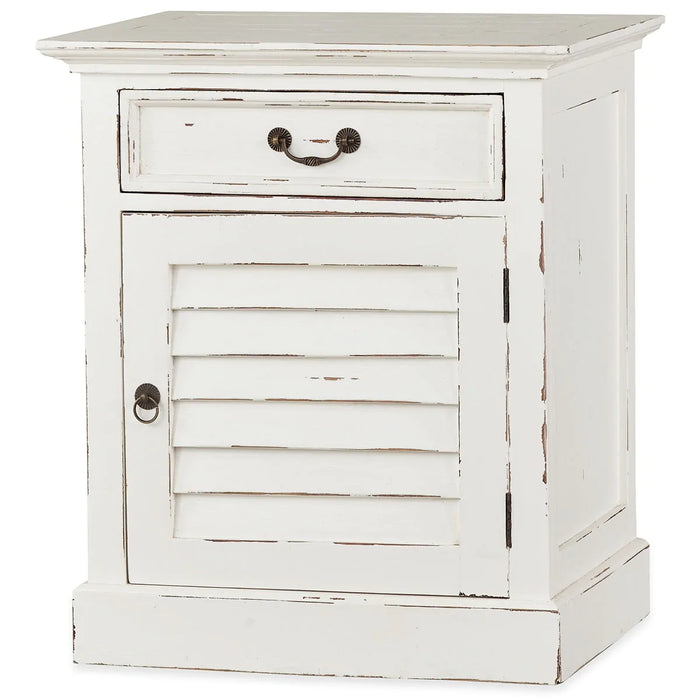 Bramble - Shutter Nightstand Cabinet - White Heavy Distressed - 23935WHD - GreatFurnitureDeal
