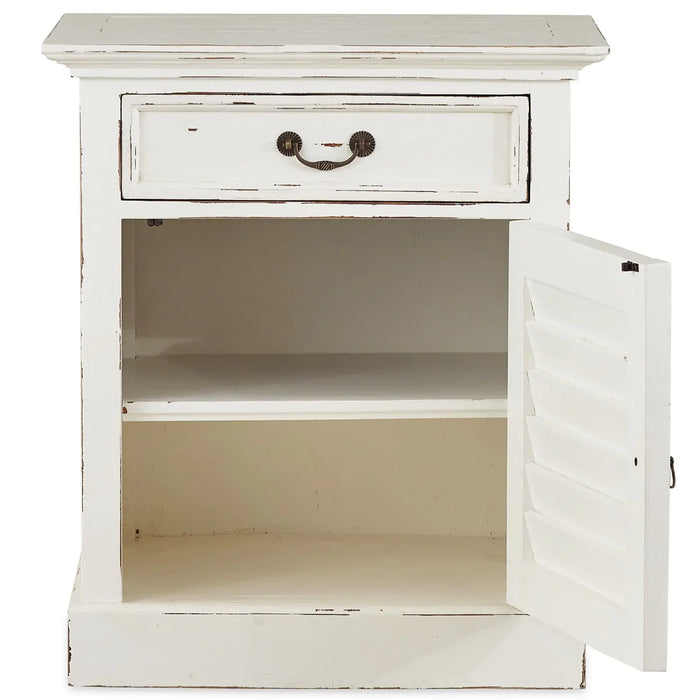 Bramble - Shutter Nightstand Cabinet - White Heavy Distressed - 23935WHD - GreatFurnitureDeal