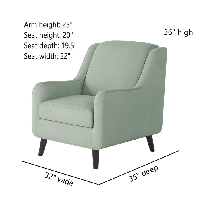 Southern Home Furnishings - Bella Eucalyptus Accent Chair in Green - 240-C Bella Eucalyptus-MTO - GreatFurnitureDeal