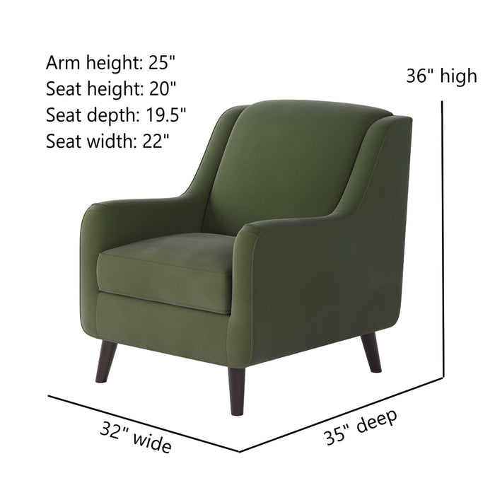 Southern Home Furnishings - Bella Forest Accent Chair in Green - 240-C Bella Forest-MTO - GreatFurnitureDeal