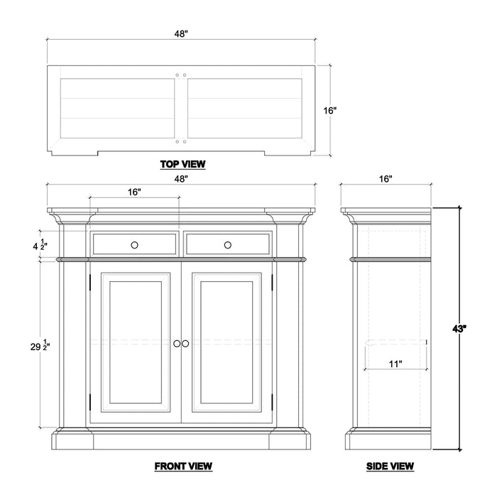 Bramble - Roosevelt Sideboard Medium - BR-24011WHD - GreatFurnitureDeal