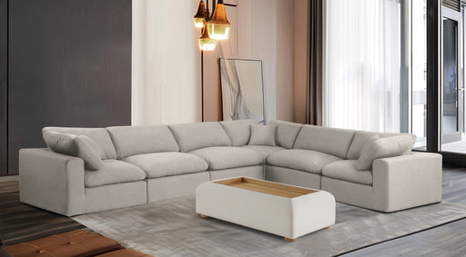 Meridian Furniture - Comfy 158" Linen Textured Fabric Upholstered 6 Piece Modular Sectional - 187Beige-Sec6A - GreatFurnitureDeal
