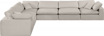 Meridian Furniture - Comfy 158" Linen Textured Fabric Upholstered 6 Piece Modular Sectional - 187Beige-Sec6A - GreatFurnitureDeal