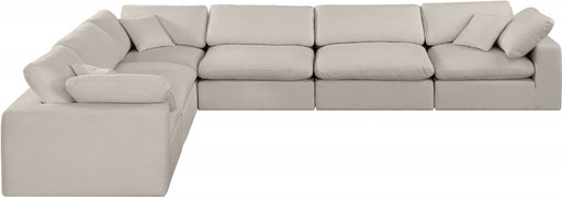 Meridian Furniture - Comfy 158" Linen Textured Fabric Upholstered 6 Piece Modular Sectional - 187Beige-Sec6A - GreatFurnitureDeal