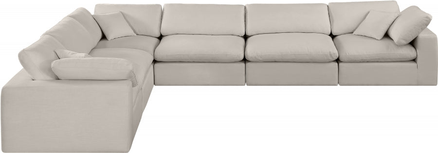 Meridian Furniture - Comfy 158" Linen Textured Fabric Upholstered 6 Piece Modular Sectional - 187Beige-Sec6A - GreatFurnitureDeal