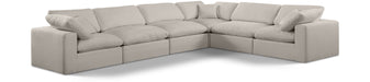 Meridian Furniture - Comfy 158" Linen Textured Fabric Upholstered 6 Piece Modular Sectional - 187Beige-Sec6A - GreatFurnitureDeal